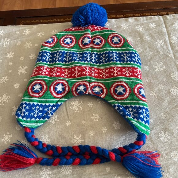 Kids’ Captain America Knit Hat — Superhero Winter Beanie - Picture 2 of 2
